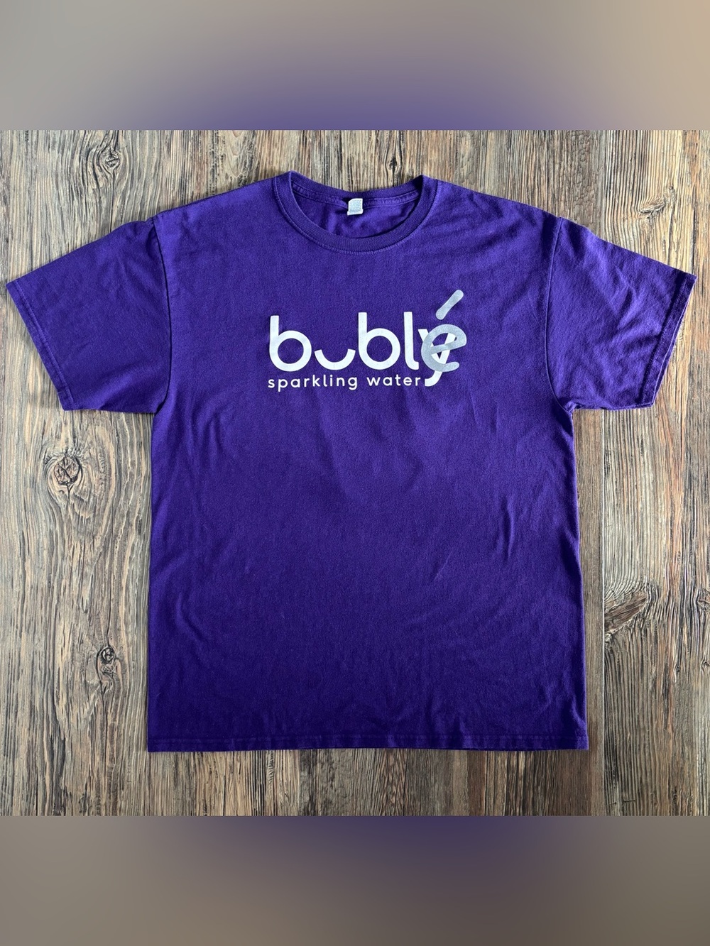 Bubly Sparkling Water Michael Buble Advertising S/S Tee Shirt Large Purple White